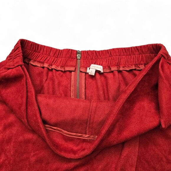 Skies Are Blue Twist Front Mini Skort Women's Faux Suede Zip Back Stretchy L - Picture 2 of 7
